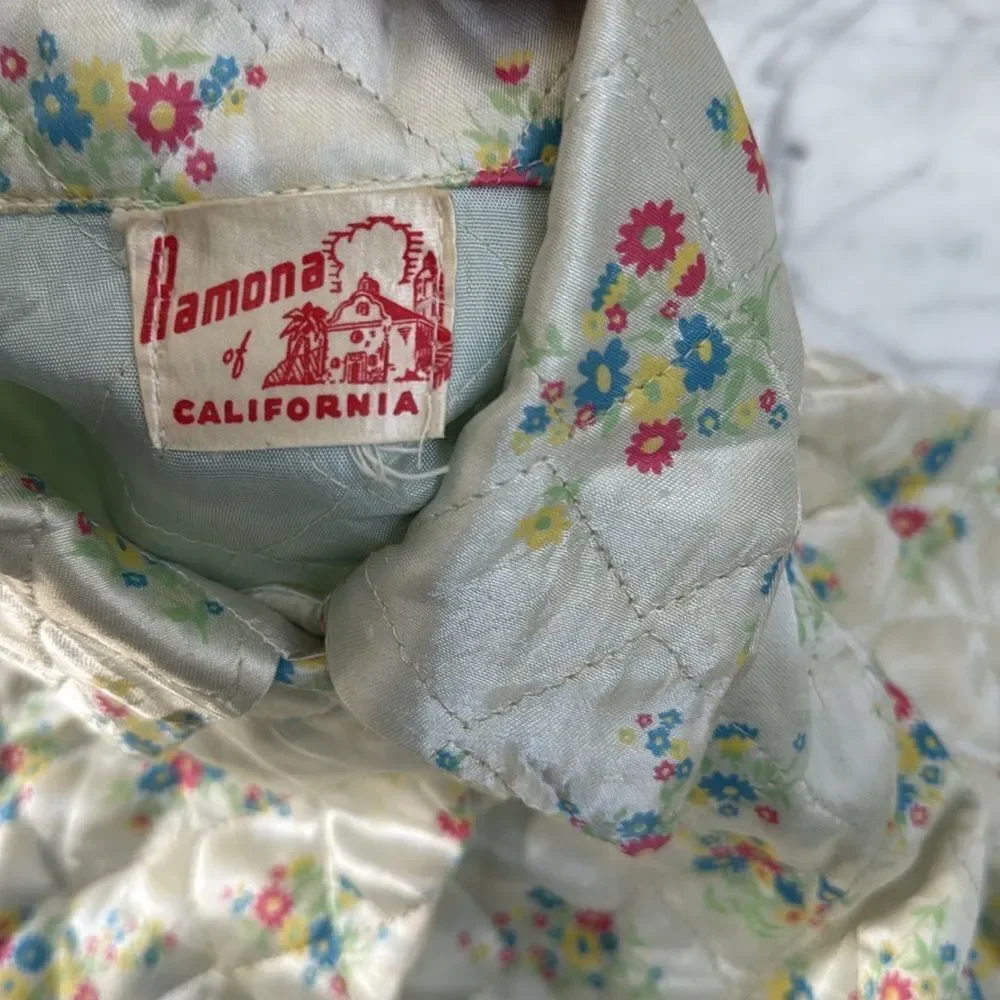 Vintage Quilted Girls Jacket Size 8/10 Cotton Cottagecore Ramona of California